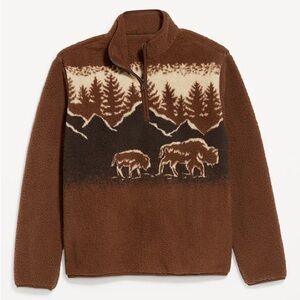 Old Navy Men's Brown Sherpa Quarter-Zip size L